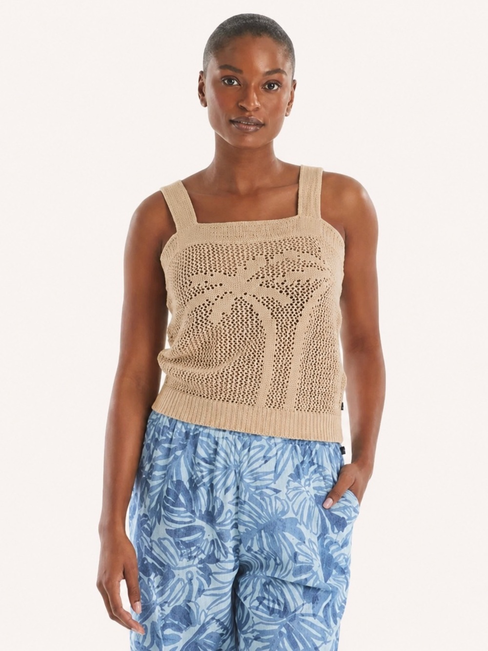 Nautica Sand Knit Palm Tree Tank NWT